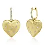 14K Yellow Gold/Diamond Heart Star Matte Earring (.26ct)