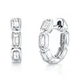 14K White Gold/Diamond Baguette Huggie Earring