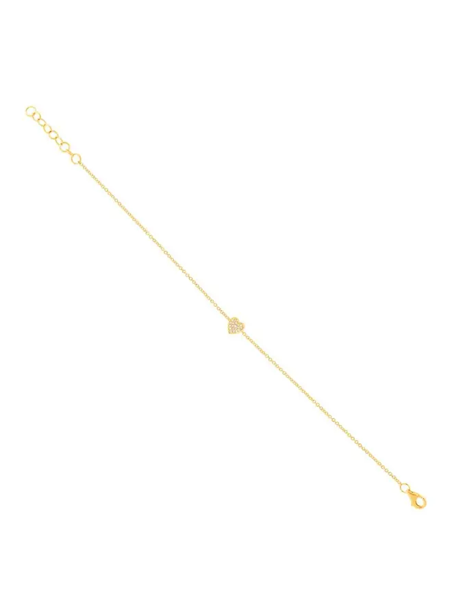14K Yellow Gold and Diamond Pave Heart Bracelet (.04ct)