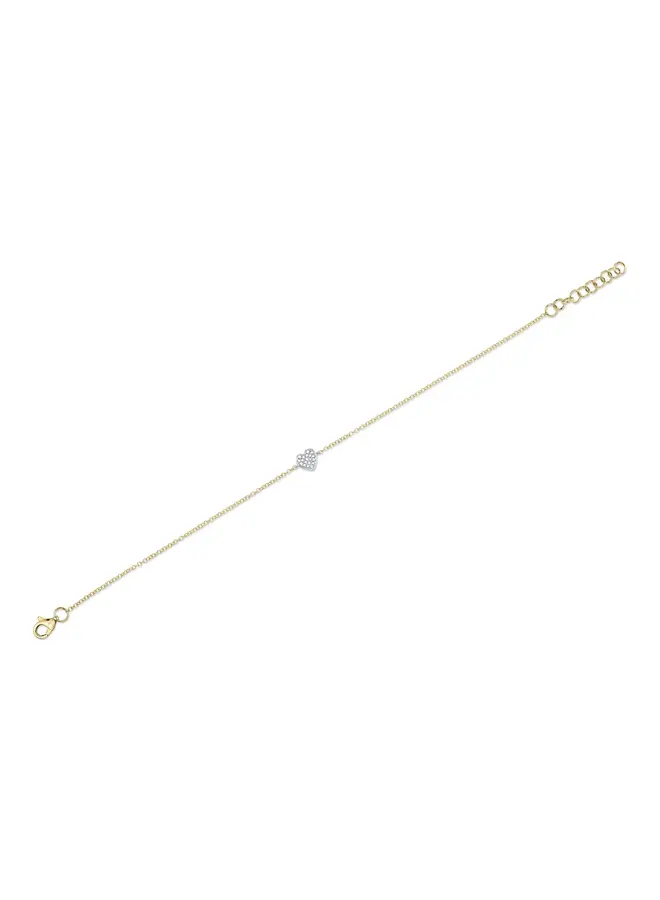 14K Two Tone Diamond Pave Heart Bracelet (0.04ct)