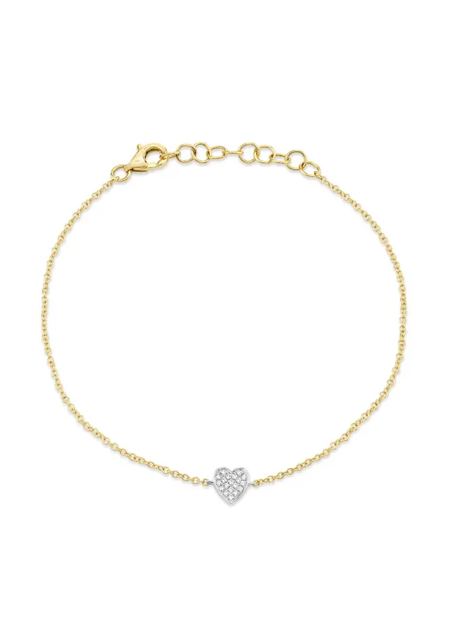 14K Two Tone Diamond Pave Heart Bracelet (0.04ct)