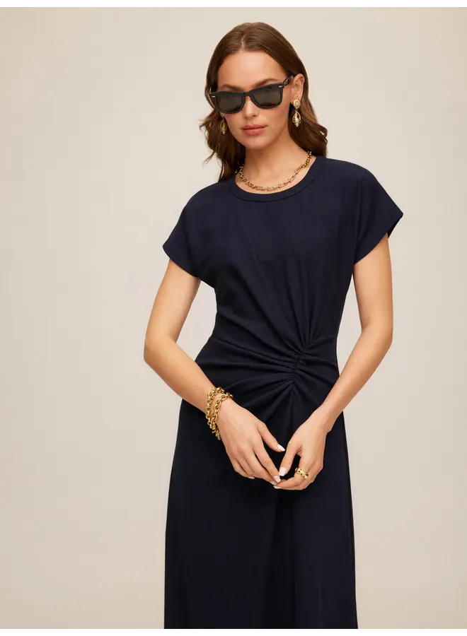 Aveline Side-Twist Midi Dress