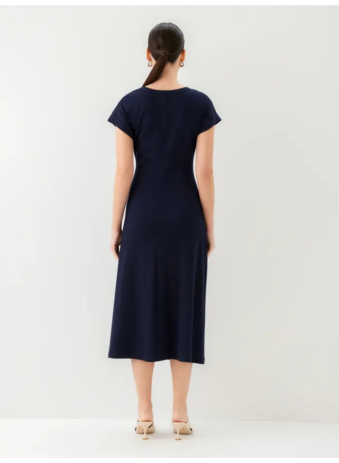 Aveline Side-Twist Midi Dress