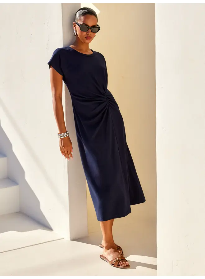 Aveline Side-Twist Midi Dress