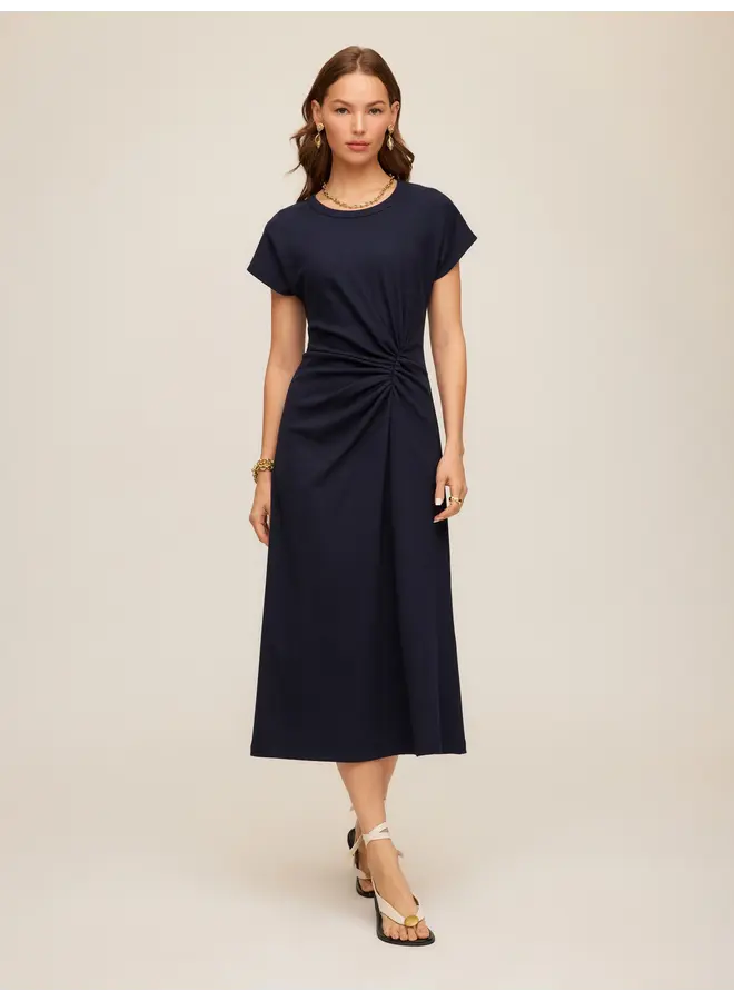 Aveline Side-Twist Midi Dress