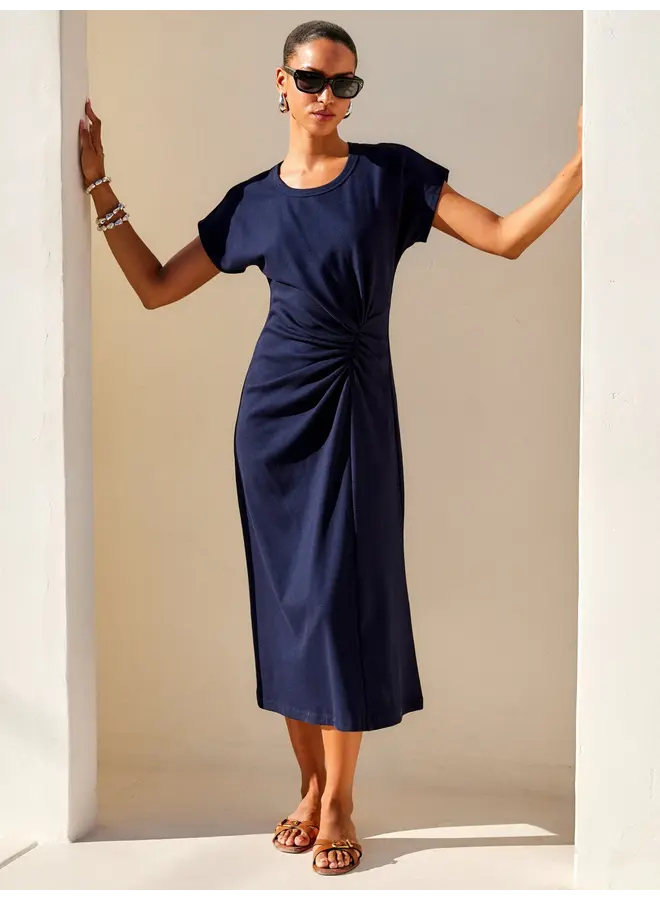 Aveline Side-Twist Midi Dress