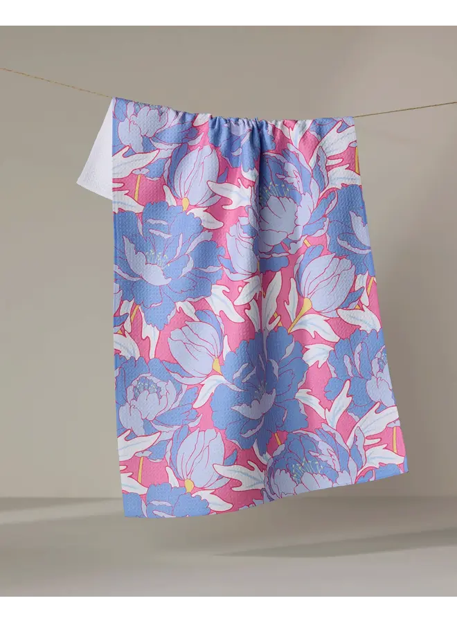 Blooming Peonies Tea Towel