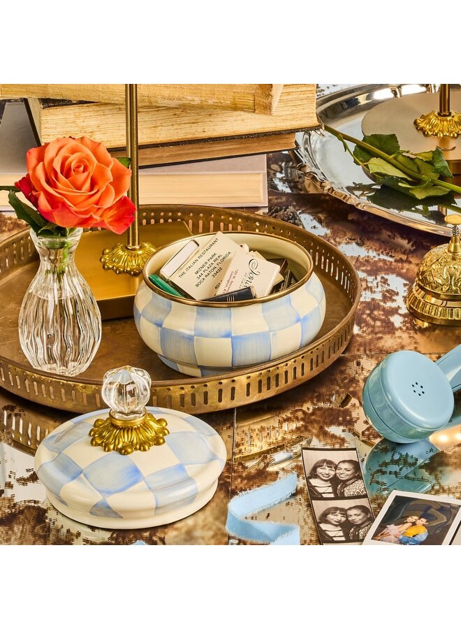 Sky Check Squashed Pot