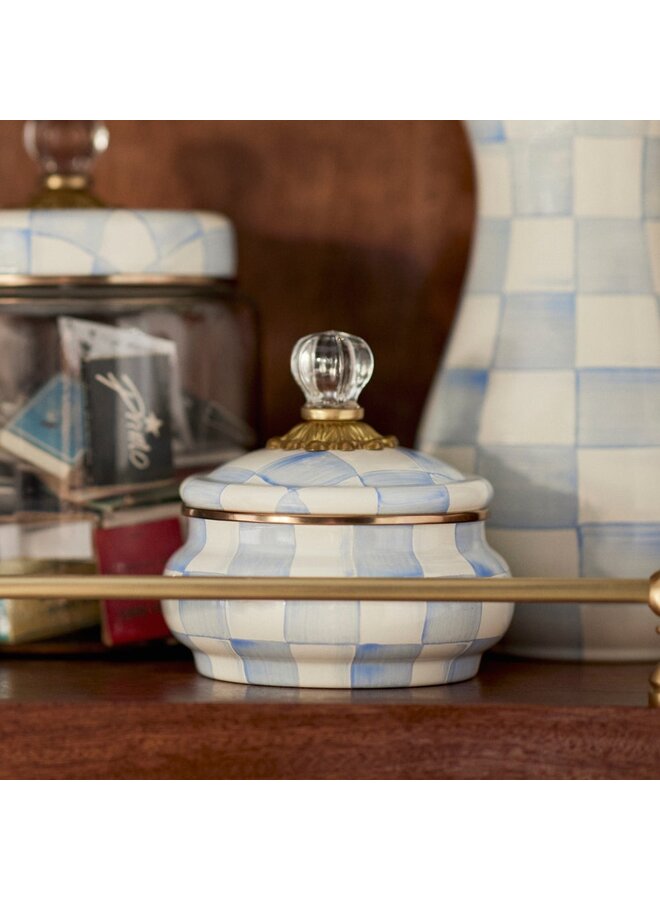 Sky Check Squashed Pot