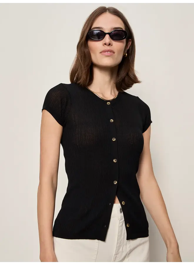 Soft Focus Ribbed Top - Black