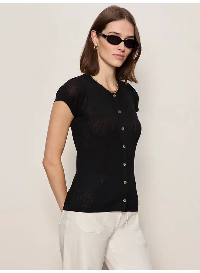 Soft Focus Ribbed Top - Black