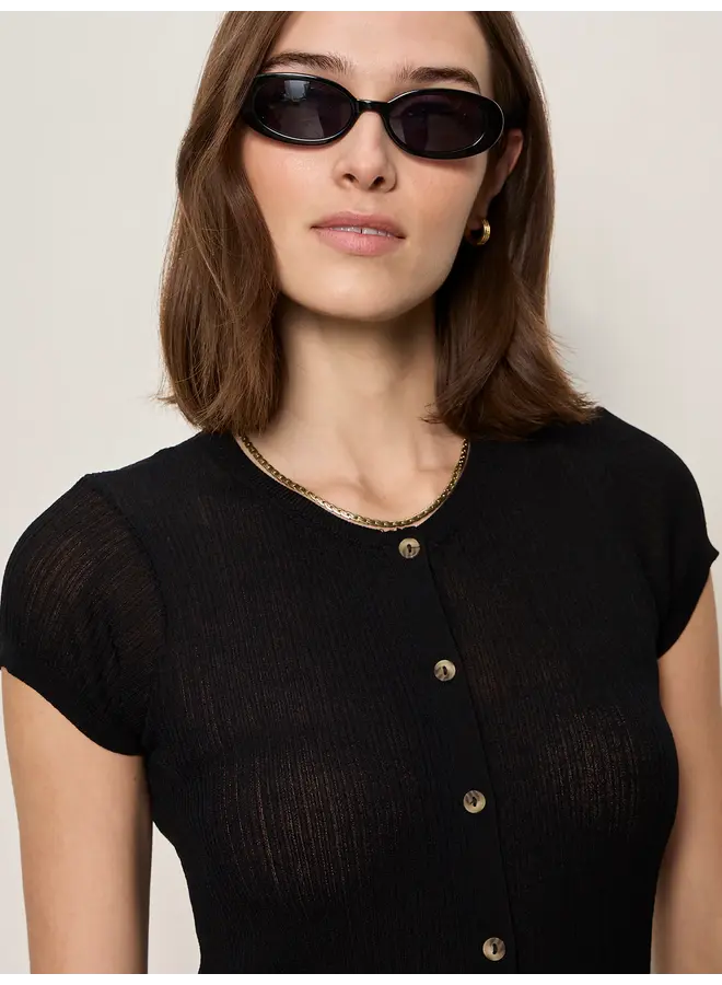 Soft Focus Ribbed Top - Black