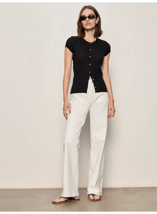 Soft Focus Ribbed Top - Black