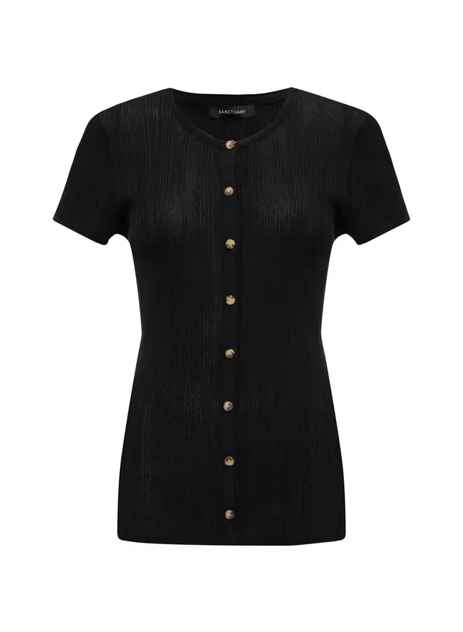 Soft Focus Ribbed Top - Black