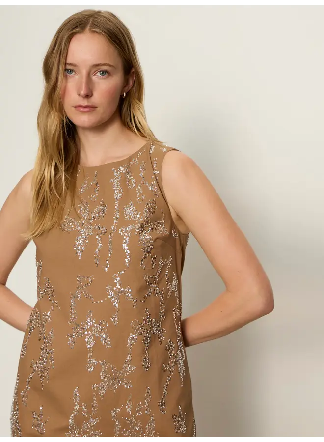 Better Place Embellished Dress - Toasted Coconut