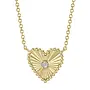 14K YG/Diamond Bezel Ribbed Heart Necklace (.02ct)