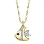14K YG/Diamond/Sapphire Fish Necklace (.05ct/.02ct)