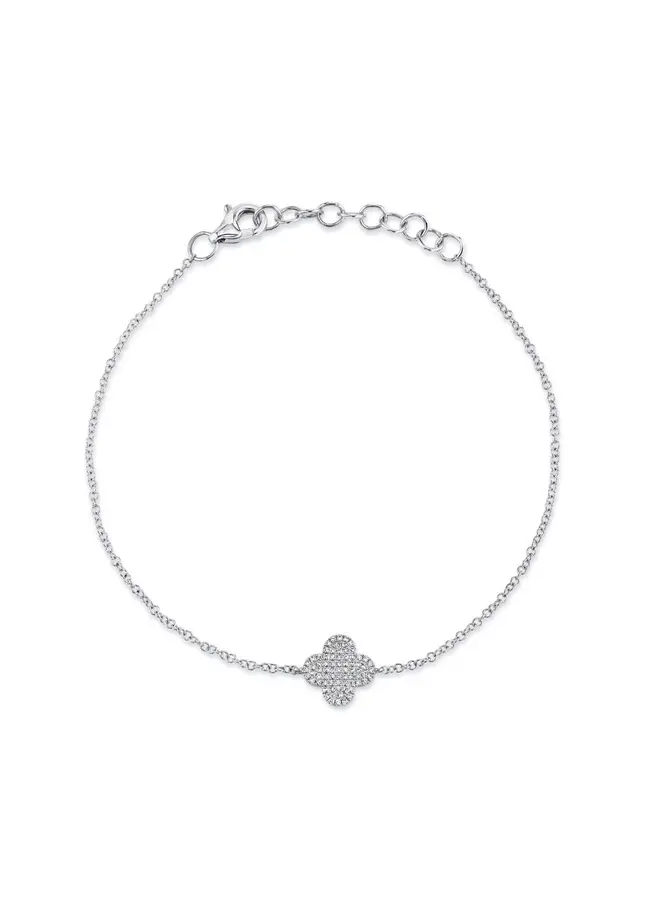 14K WG/Diamond Pave Clover Bracelet (.16ct)