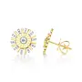 14K YG/Diamond Bezel Ribbed Stud Earrings (.22ct)