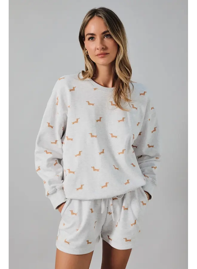 Dog Print Long Sleeve Sweatshirt