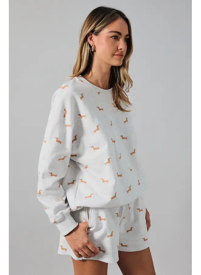 Dog Print Long Sleeve Sweatshirt
