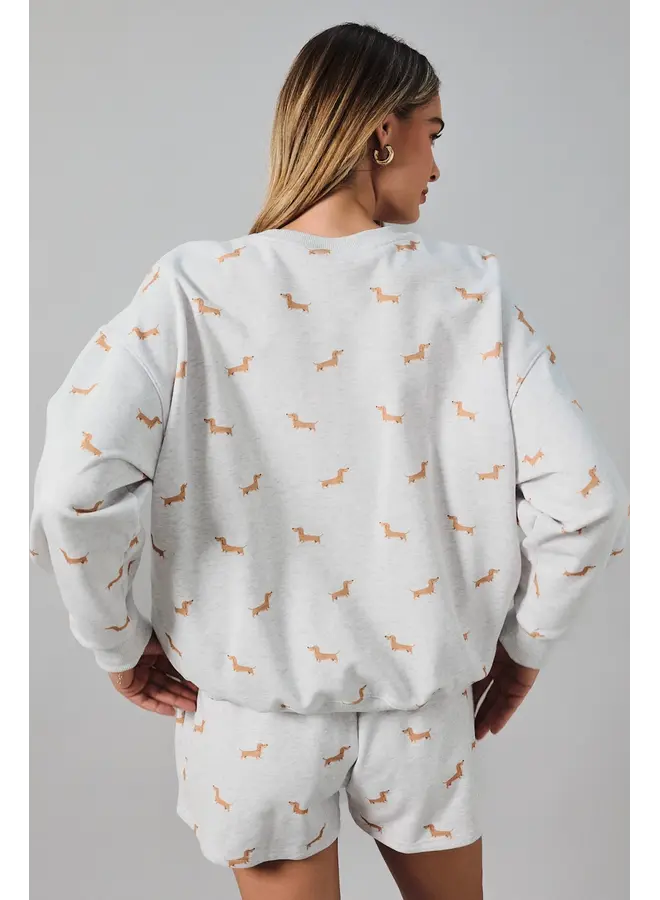 Dog Print Long Sleeve Sweatshirt