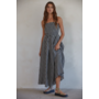 Striped Tube Neck Strapless Maxi Dress