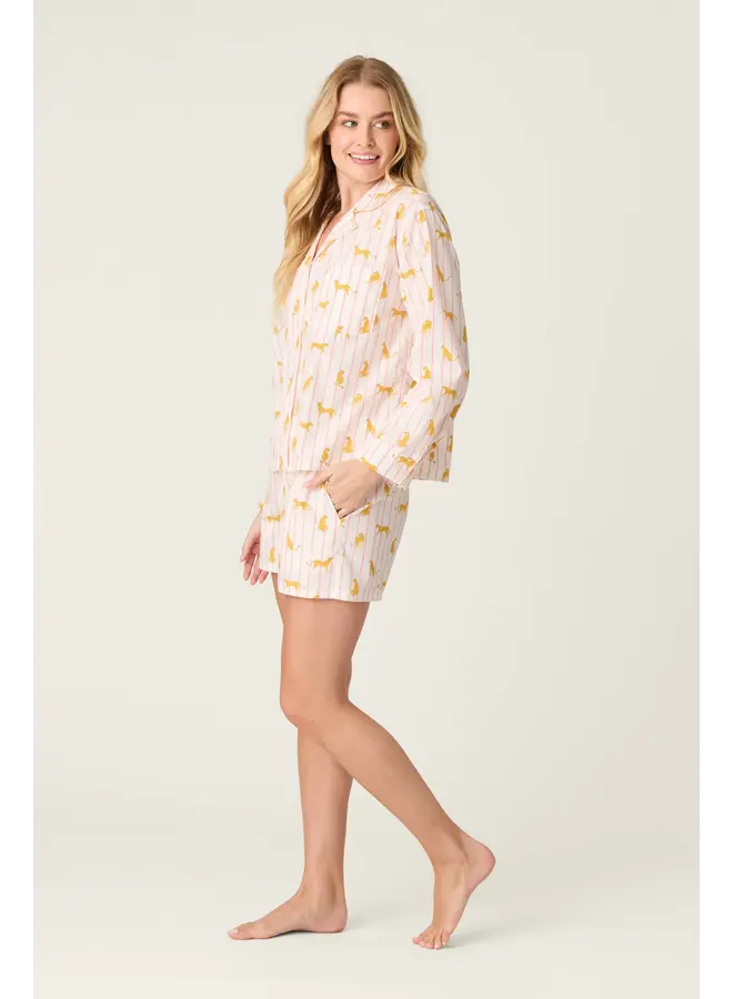 Poplin PJ Set - L/S Top & Shorts -