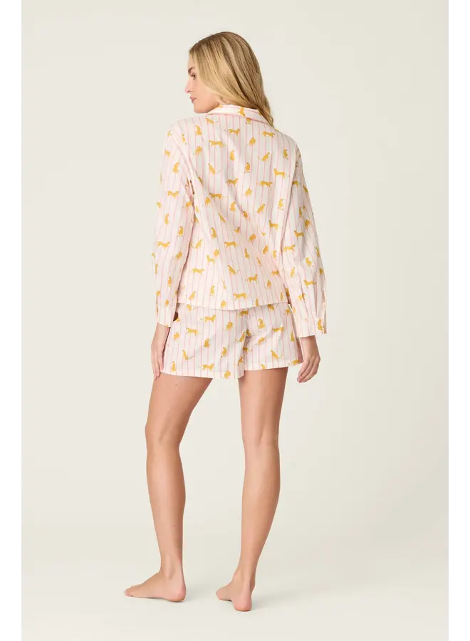 Poplin PJ Set - L/S Top & Shorts -