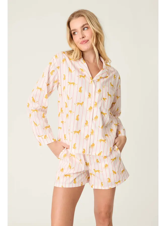 Poplin PJ Set - L/S Top & Shorts -