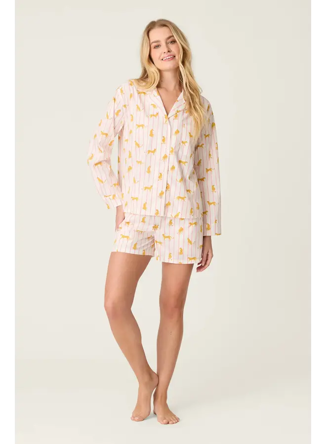 Poplin PJ Set - L/S Top & Shorts -