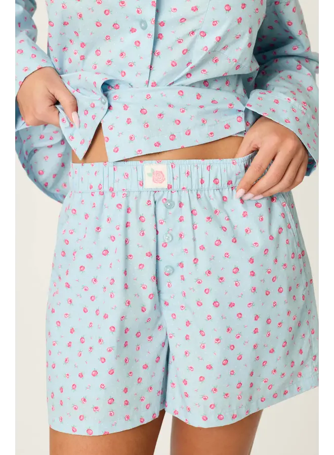 Poplin PJ Set - L/S Top & Shorts -