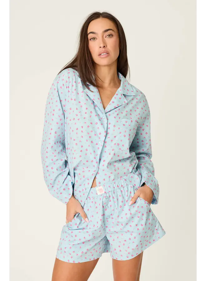 Poplin PJ Set - L/S Top & Shorts -