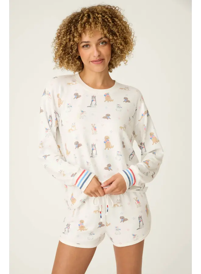 Red, White and Woof Pullover -