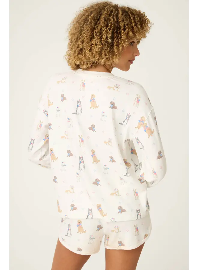 Red, White and Woof Pullover -