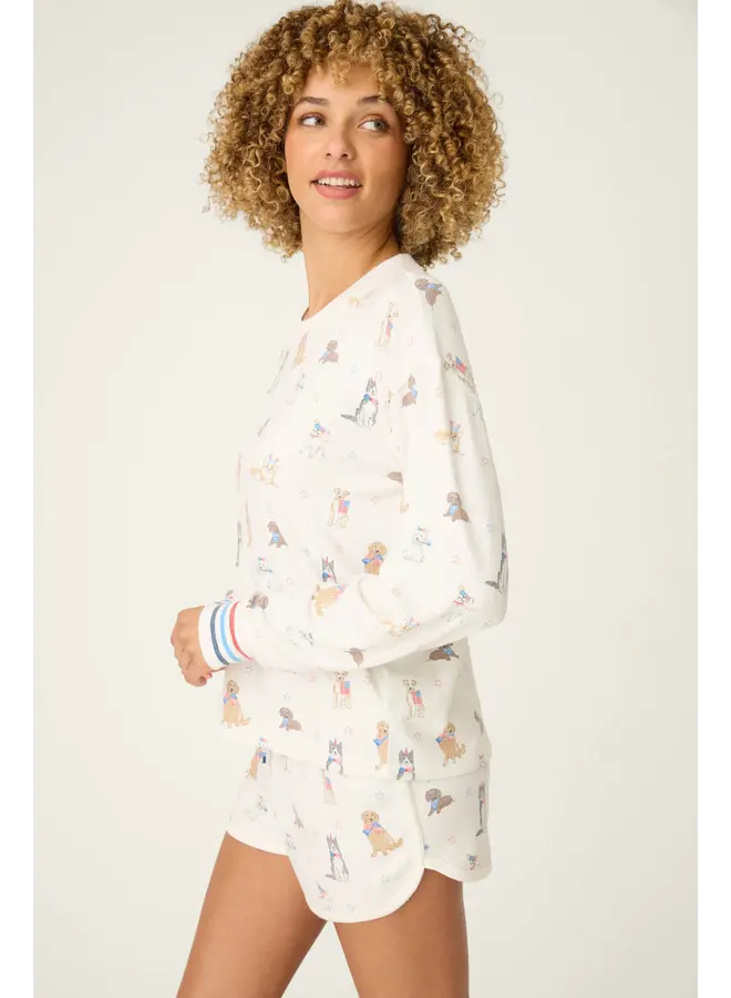 Red, White and Woof Pullover -