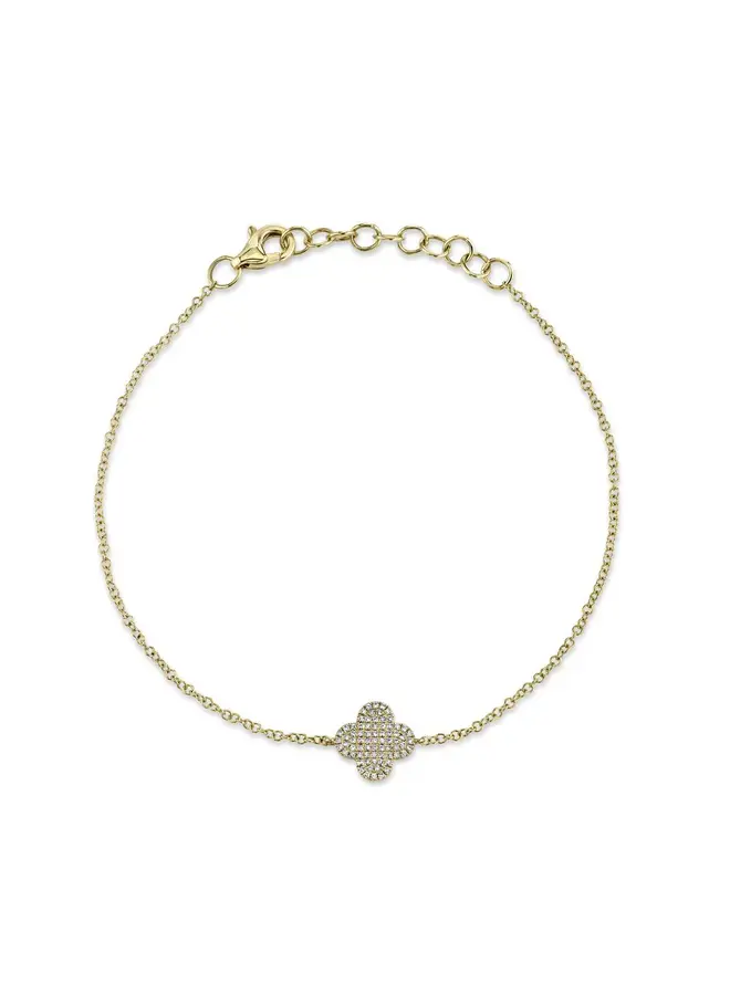 14K YG/Diamond Pave Clover Bracelet (.16ct)