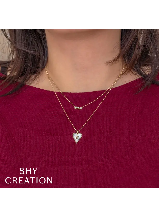 14k Y/G Diamond Triple Crown Necklace (0.15CT)