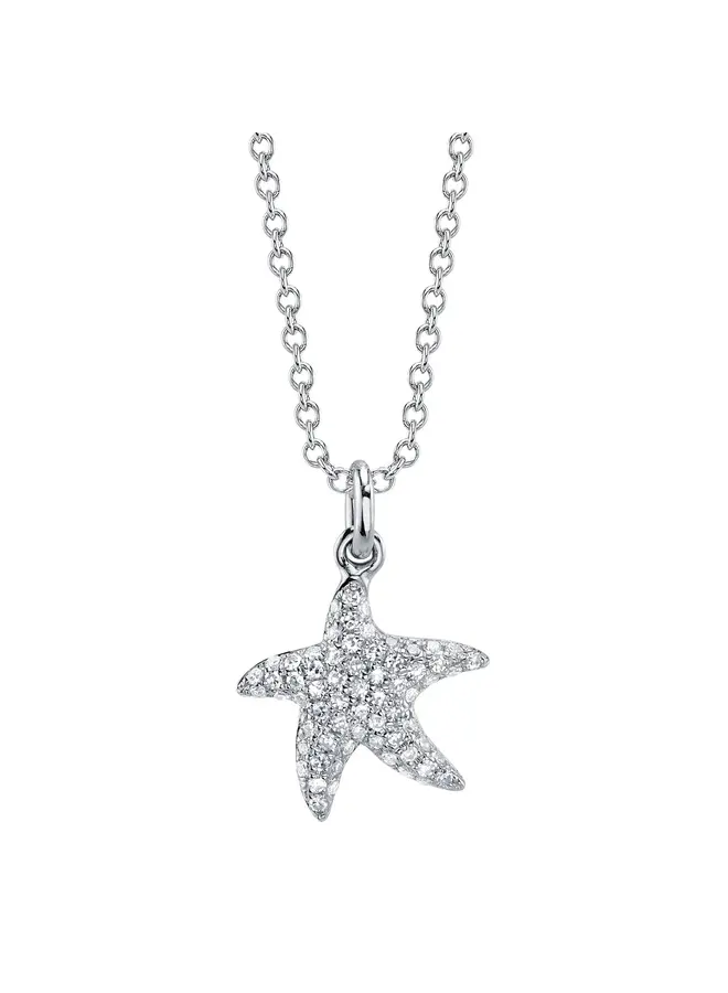 14K W/G Diamond Pave Starfish Necklace (0.15ct)