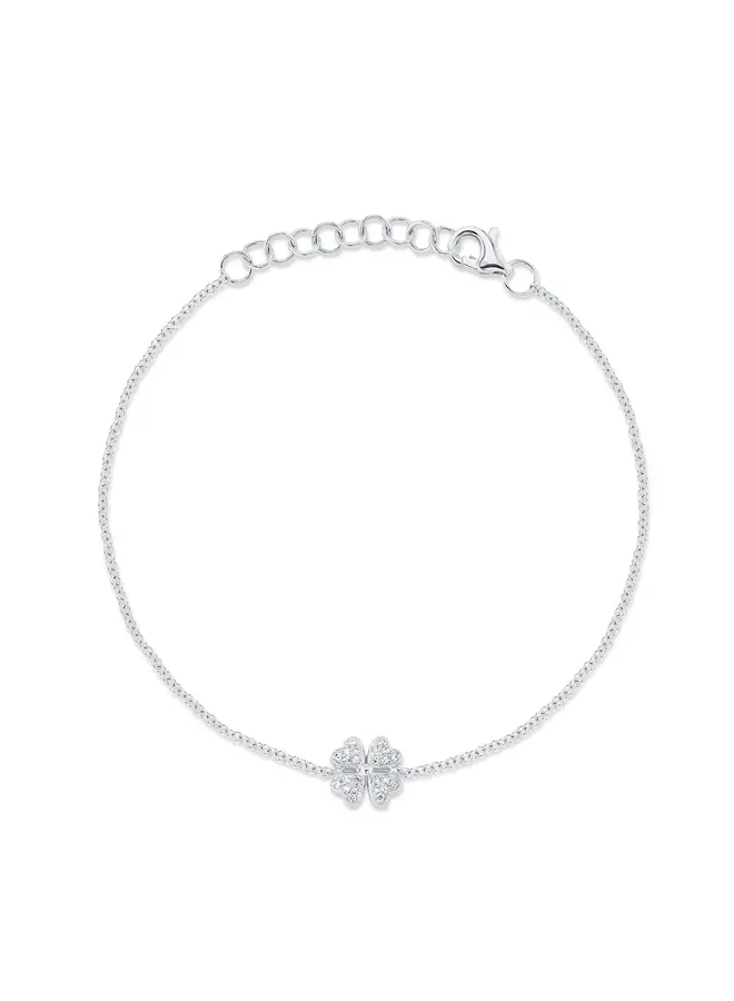14K W/G Diamond Clover Bracelet (0.05ct)