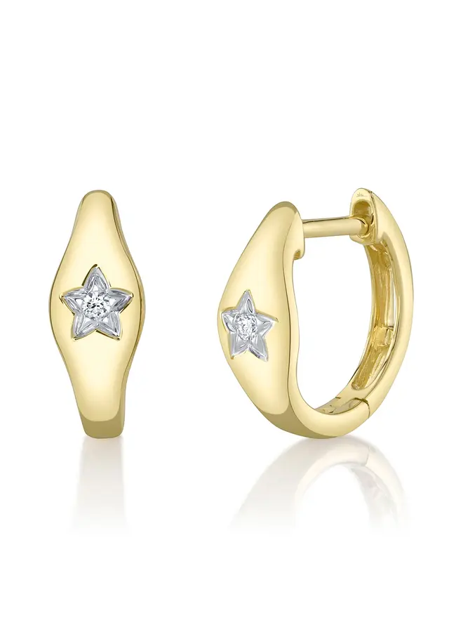 14K Yellow Gold/Diamond Star Huggies (.02ct)