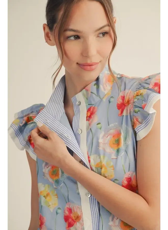 Giada Floral Ruffle Slv Dress