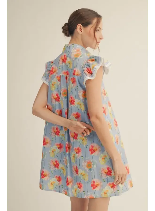 Giada Floral Ruffle Slv Dress