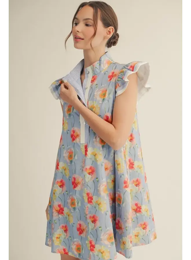Giada Floral Ruffle Slv Dress