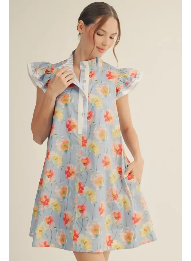 Giada Floral Ruffle Slv Dress