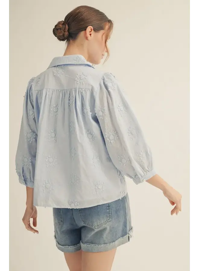 Andrea Floral Embroidered Button Down