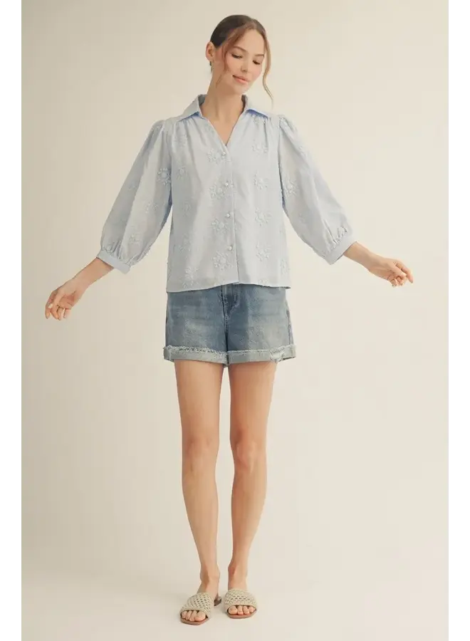 Andrea Floral Embroidered Button Down