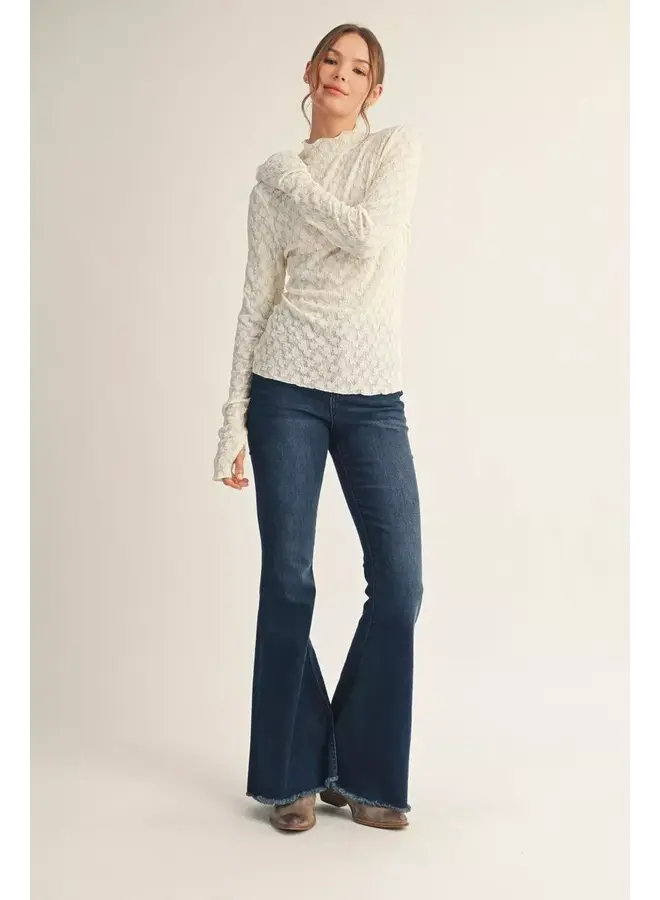 Mock Neck Lace Top