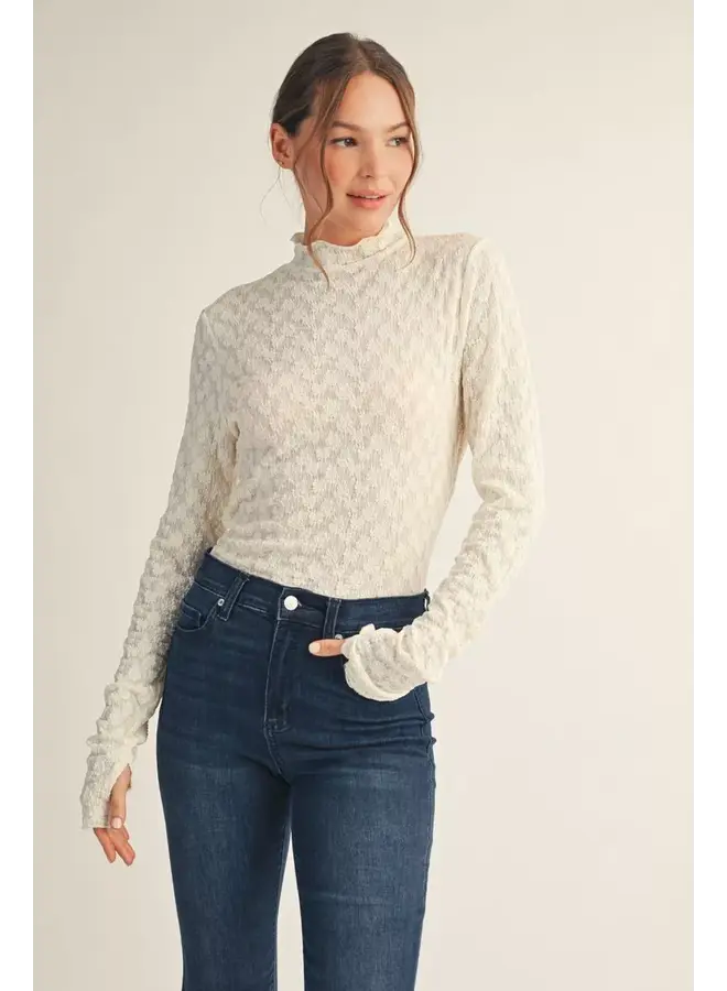 Mock Neck Lace Top