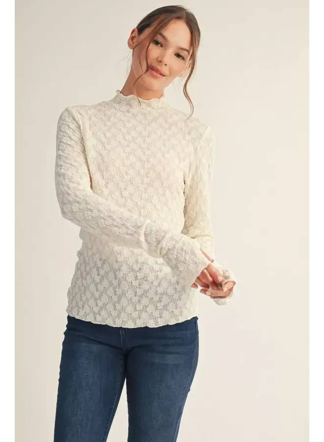 Mock Neck Lace Top